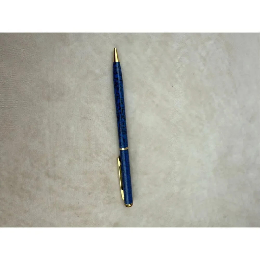 Vintage Metal Mechanical Pencil Blue and Gold Writes
